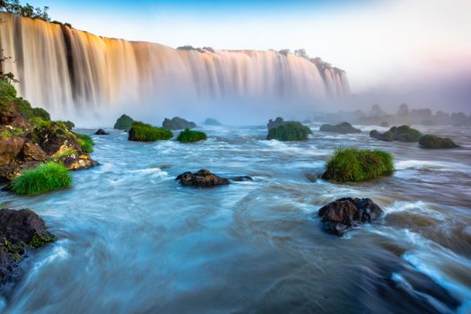 Dramatic Iguacu falls on Argentina Side from southern Brazil side, South America