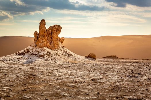 Peaceful Moon Valley dramatic landscape at Sunset, Atacama Desert, Chile