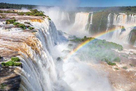 Dramatic Iguacu falls on Argentina Side from southern Brazil side, South America