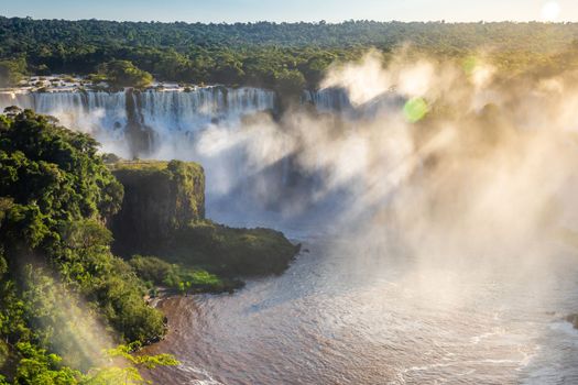 Dramatic Iguacu falls on Argentina Side from southern Brazil side, South America