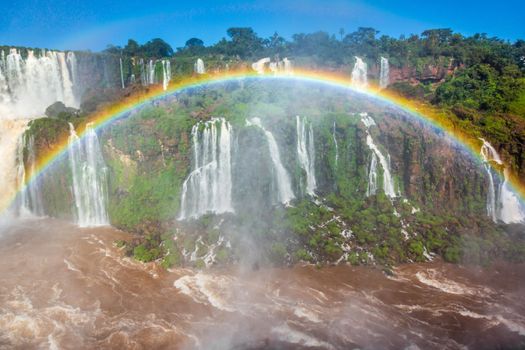 Dramatic Iguacu falls on Argentina Side from southern Brazil side, South America
