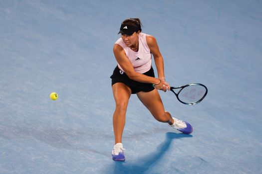 MELBOURNE, AUSTRALIA - JANUARY 24: Jessica Pegula of USA vs Victoria Azarenka of Belarus in quarter final action on day 9 of the 2023 Australian Open at Melbourne Park on January 24, 2023 in Melbourne, Australia.
