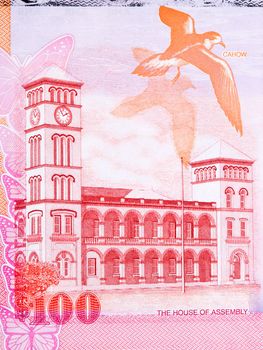 House of Assembly of Bermuda and Bermuda petrel from Bermudian money - dollar