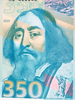 John Amos Comenius a closeup portrait from money