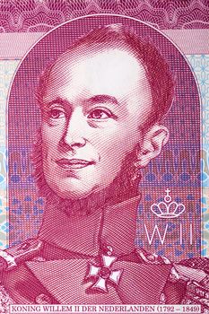 William II of the Netherlands a closeup portrait from money