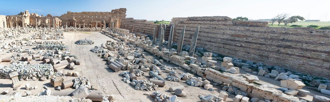 Archaeological site of Leptis Magna, Libya - 10/30/2006:  The Forum of Severe in the ancient Roman city of  Leptis Magna.