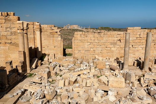 Archaeological site of Leptis Magna, Libya - 10/30/2006:  The Forum of Severe in the ancient Roman city of  Leptis Magna.