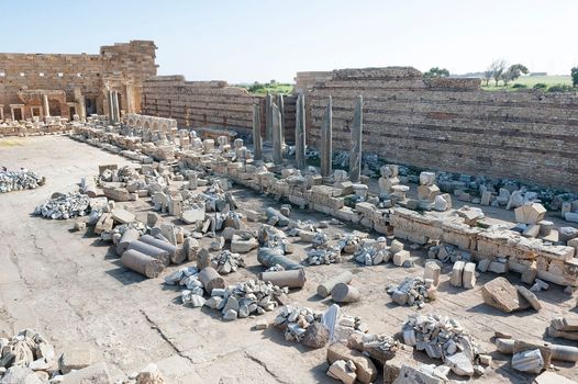 Archaeological site of Leptis Magna, Libya - 10/30/2006:  The Forum of Severe in the ancient Roman city of  Leptis Magna.