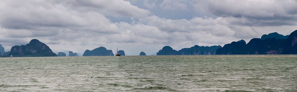 Panoramic view of Pang Nga Bay, Thailand, Asia
