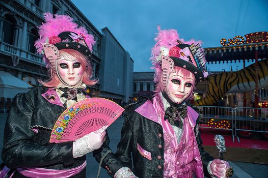 VENICE, ITALY - Febrary 6 2018: The masks of the Venice carnival 2018