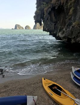 Landscape in Thailand. The photo shows sea water and mountains