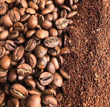 Coffee beans and ground coffee