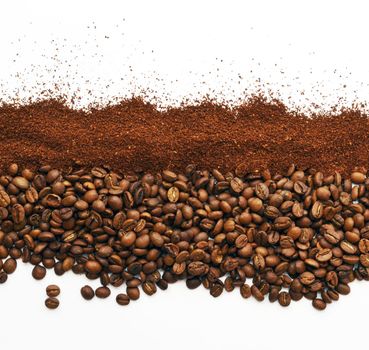 Coffee beans and ground coffee