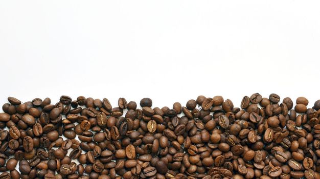 Coffee beans on a white background.