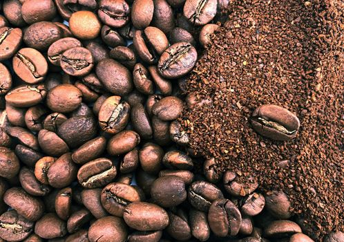 Coffee beans and ground coffee