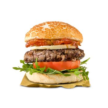 bacon and cheese Hamburger isolated;