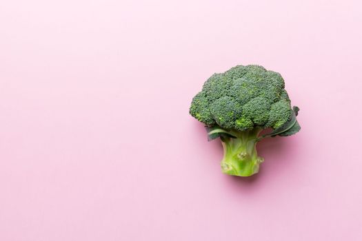 Broccoli scattered on white wooden table.copy space.Top view