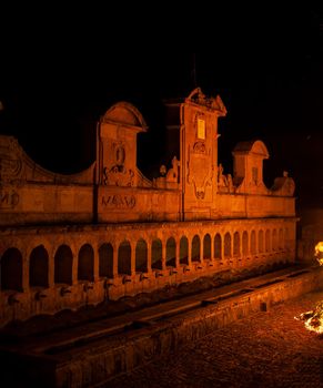 LEONFORTE, SICILY - APRIL, 19: Granfonte fountain during the traditional Good Friday procession on April 19, 2019