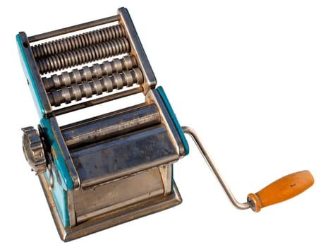 View of an Old pasta machine isolated on white background