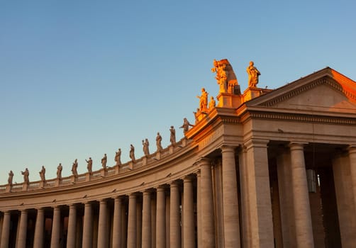 View of the St. Peter's Square colonnades in Rome