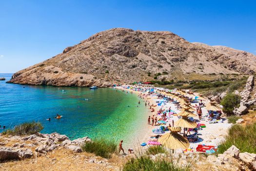 View of the beautiful Oprna beach in the adriatic bay of the Krk island, Croatia