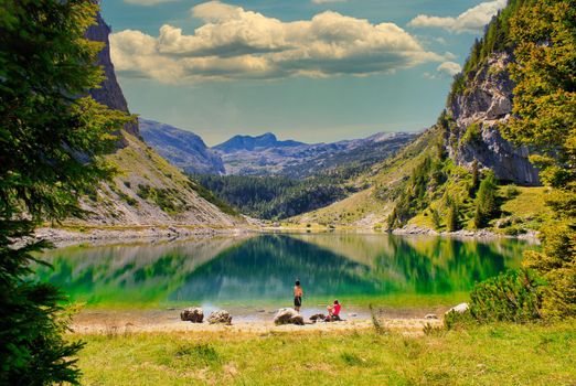 View of krnsko lake in the summer, Slovenia - Europe
