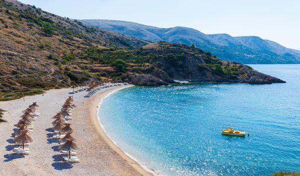 View of the beautiful Oprna beach in the adriatic bay of the Krk island, Croatia
