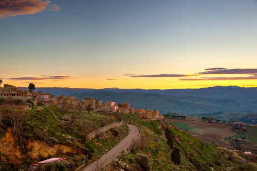 View of Leonforte, little town in the middle of Sicily