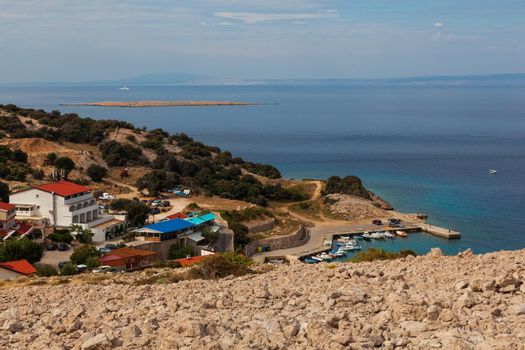 View of the Stara Baska beach during the summer time, krk island. Croatia