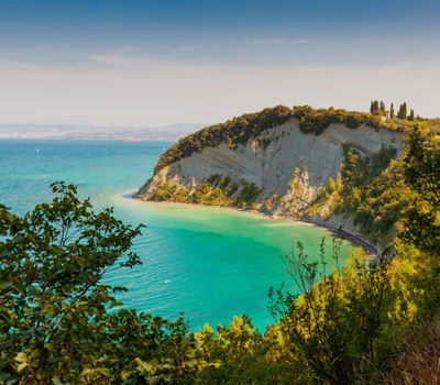 View of the moon bay in the Strunjan reserve of Slovenia