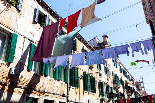 Clothes hanging to dry on a clothes-line in Venice