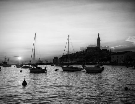 View of Rovinj sea in Istria, Croatia