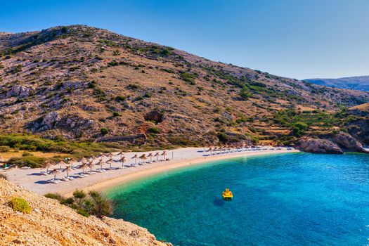 View of the beautiful Oprna beach in the adriatic bay of the Krk island, Croatia