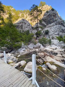 Goynuk Canyon, Turkey, Kemer. View of the mountains and the path in the mountains.