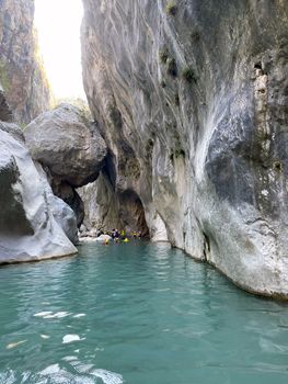 Goynuk Canyon, Turkey, Kemer. View of mountains and blue lake.