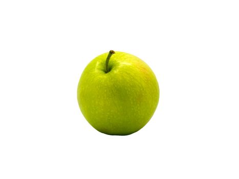 Green apple on a white background close-up.