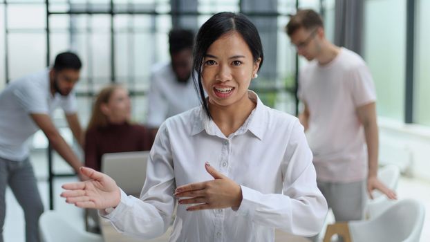 young asian business lady in white shirt in the office