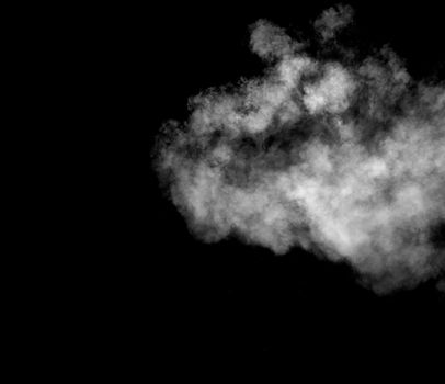 close up of steam smoke on black background