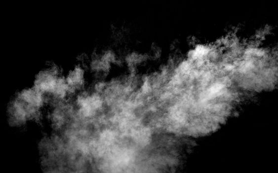 close up of steam smoke on black background