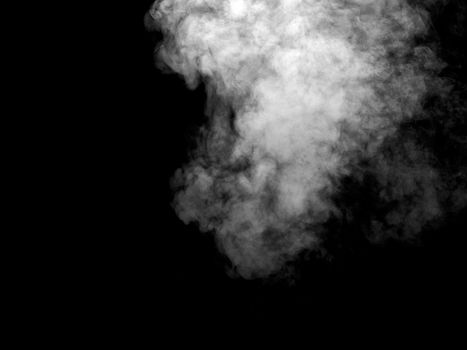 close up of steam smoke on black background