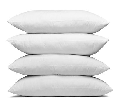 close up of a white pillow on white background