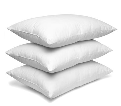 close up of a white pillow on white background