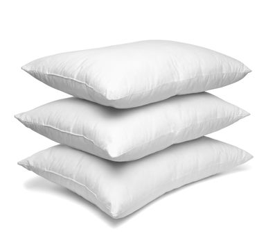 close up of a white pillow on white background