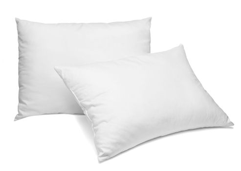 close up of a white pillow on white background