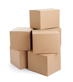 close up of a cardboard box on white background