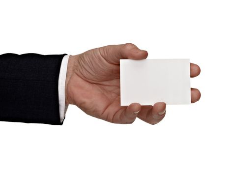 close up of a hand holding a blank sign on white background