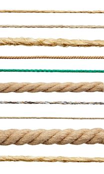 close up of a rope string on white background