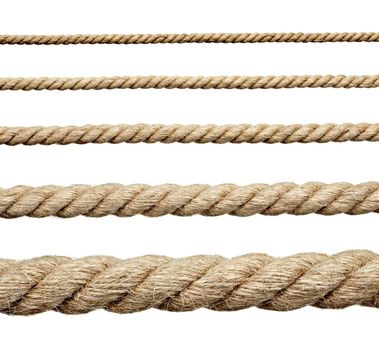 close up of a rope string on white background