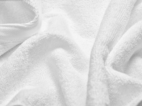 close up of a white towel bathroom on white background