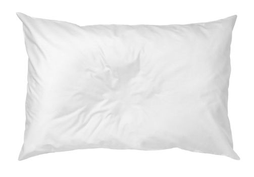 close up of a white pillow on white background